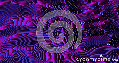 Smooth curves and circles. Purple pink ripples waves. Astraction 3d render Stock Photo