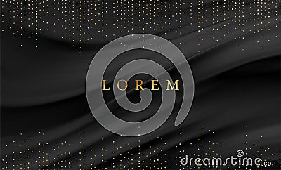 Smooth elegant black satin texture abstract background. Luxurious background design Vector Illustration