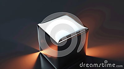 A smooth featureless metallic cube is believed to be the key to unlocking the secrets of hypothetical particles Stock Photo