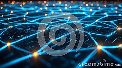 Smooth Flow of Encrypted Data Packets in Visual Network Stock Photo
