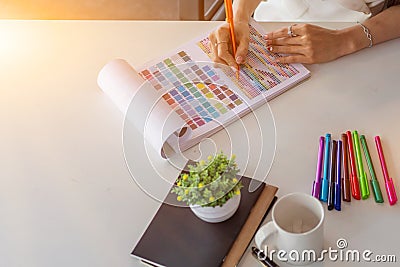 Smooth Focus, group of web designers are working together to develop mobile responsive website with UI UX Front End Designer Stock Photo