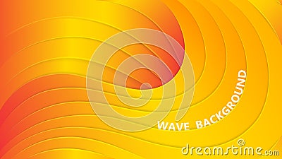 Orange wavy layers with a shadow and glare. Vector abstract background. Paper cut. 3D effect. Vector Illustration