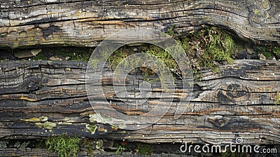 Smooth and grained the rough edges of these timeworn beams are softened by a layer of delicate moss adding a touch of Stock Photo