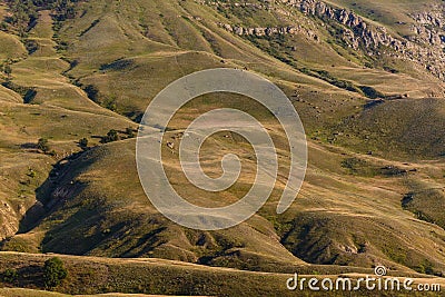 Smooth hills landscape. Travelling around mountain country Stock Photo