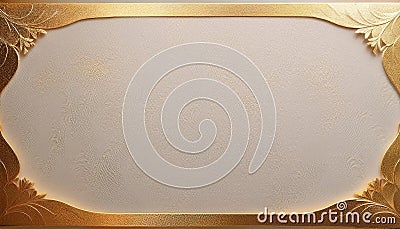 smooth ivory paper background with delicate gold foil border, creating elegant frame Generative AI Stock Photo