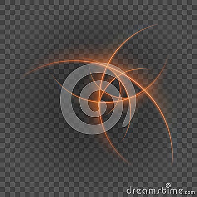 Smooth light orange lines on transparency background vector illustration. Vector Illustration