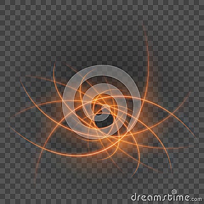 Smooth light orange lines on transparency background vector illustration. Vector Illustration