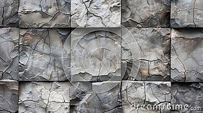 Smooth patches of grey interspersed with rough uneven areas creating a patchwork effect Stock Photo