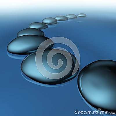 Smooth pebble stones in water Stock Photo