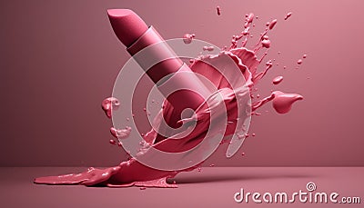 Smooth pink petals flying in a wave of liquid elegance generated by AI Stock Photo