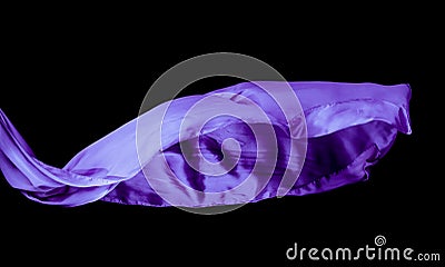 Smooth purple transparent cloth isolated on black background Stock Photo