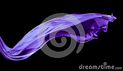 Smooth purple transparent cloth isolated on black background Stock Photo