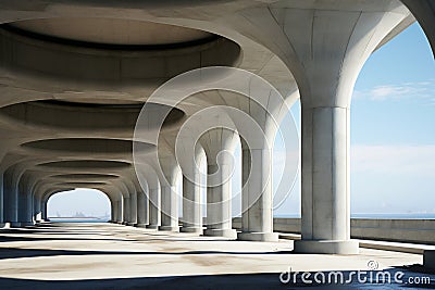 Smooth Road Bridge with Columns Illustration.AI Stock Photo