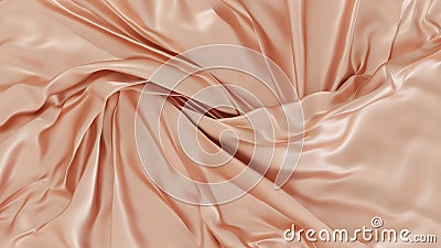 smooth silky fabric orange rose color. Beautiful soft crumpled texture. For luxury display, cosmetic Stock Photo