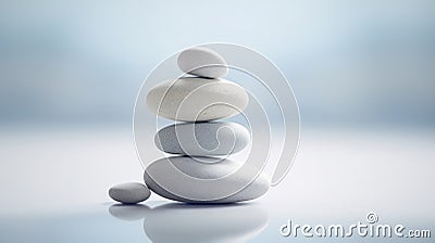 Smooth stones stacked in balance, tranquility and meditation. Zen background Stock Photo