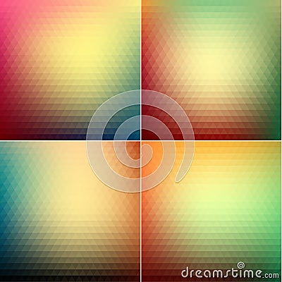Smooth triangular colorful backgrounds set Vector Illustration