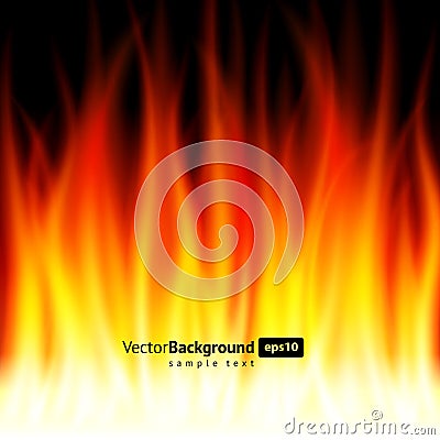 Smooth vertical burning fire blaze heat flammable light energy background realistic vector Vector Illustration
