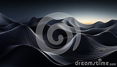 Smooth wave pattern on dark horizon, rippled sand generated by AI Stock Photo