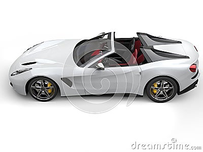 Smooth white cutting edge sports car - top down view Stock Photo