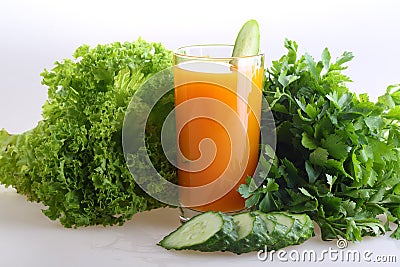 Smoothie of cucumber and bell pepper and measuring tape Stock Photo