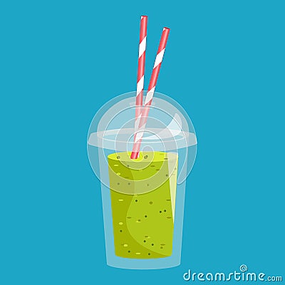 Smoothie with different flavours, take away. Healthy fresh juice Vector Illustration