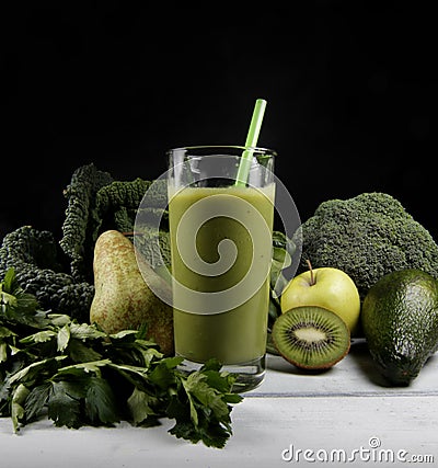 Smoothie and fruit Stock Photo