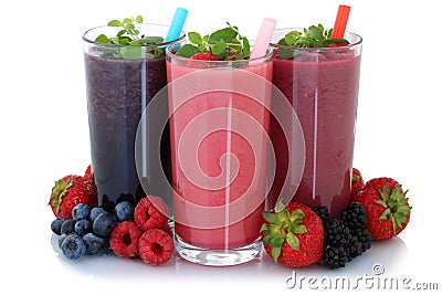 Smoothie fruit juice with fruits isolated Stock Photo