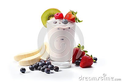 Smoothie fruits yogurt isolated on white background Stock Photo