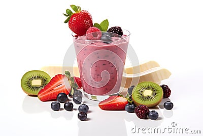 Smoothie fruits yogurt isolated on white background Stock Photo