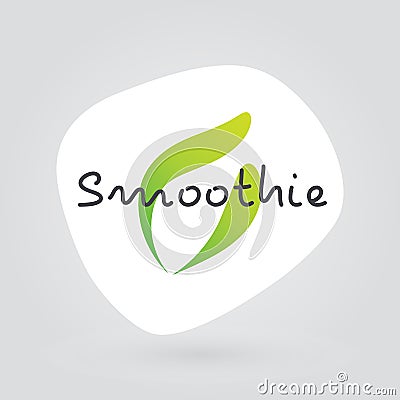 Smoothie icon. White, gray, green vector sign. Illustration symbol for food, drink, product sticker, label, healthy eating Vector Illustration