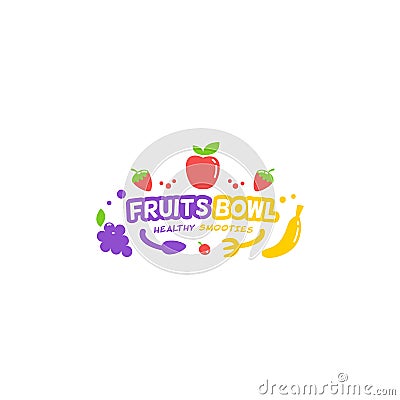 Smoothie juice fruits bowl logo type typography symbol illustration Vector Illustration