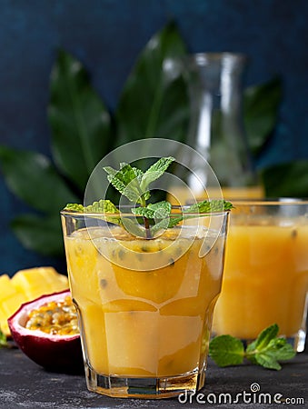 Smoothie mango passion fruit Stock Photo