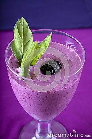 Smoothie with strawberry, mint and blackberry Stock Photo