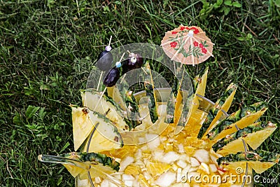 Homemade Mai Tai Cocktail with umbrella Stock Photo