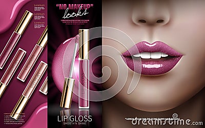 Smoothing shine show lip gloss Vector Illustration