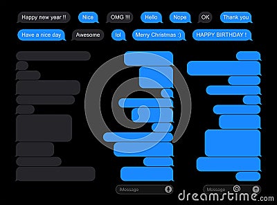 SMS Flat Bubbles Messages In Dark Mode Cartoon Vector CartoonDealer
