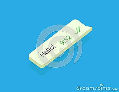 SMS message bubble with dialog word. Vector illustration. Message Interface.. Flat Vector Message Bubbles. Hello text in message Cartoon Illustration