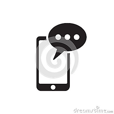 SMS message in smartphone icon. SMS message icon in flat style isolated on white background. Sms symbol in phone. Cartoon Illustration