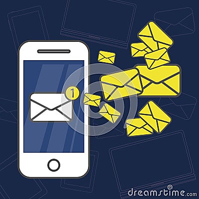 SMS messages on phone. Vector Illustration