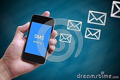 SMS sending Stock Photo