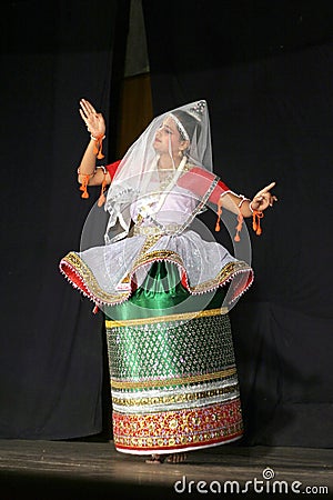 Smt.savanabrata sircar-Manipuri dance Editorial Stock Photo