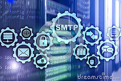 Smtp - server mail transfer protocol. TCP IP protocol sending and receiving e-mail. Simple Mail Transfer Protocol Stock Photo
