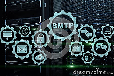 Smtp - server mail transfer protocol. TCP IP protocol sending and receiving e-mail. Simple Mail Transfer Protocol Stock Photo