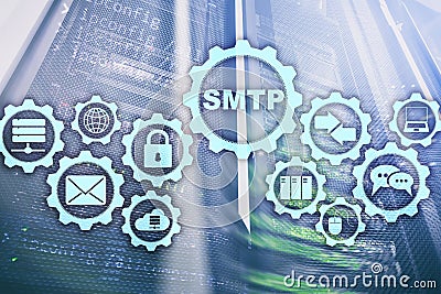 Smtp - server mail transfer protocol. TCP IP protocol sending and receiving e-mail. Simple Mail Transfer Protocol Stock Photo