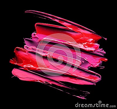 Smudged lipstick swatches isolated Stock Photo