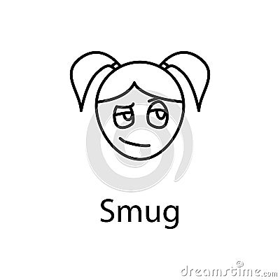 smug girl face icon. Element of emotions for mobile concept and web apps illustration. Thin line icon for website design and devel Cartoon Illustration