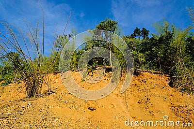 Smuggle soil and rock mountain ground slide Stock Photo