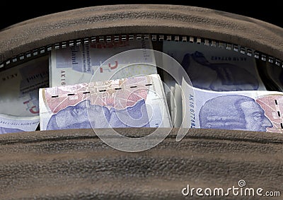 Illicit Cash In A Brown Duffel Bag Editorial Stock Photo