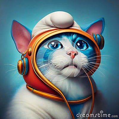 smurfcat cute cat astronaut standing cartoon Stock Photo