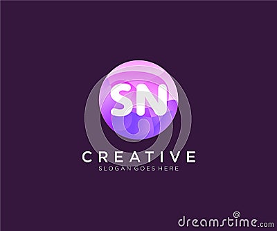 SN initial logo With Colorful Circle template vector Vector Illustration